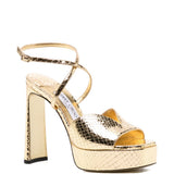 Sandali con effetto serpente in oro Jimmy choo - donna 