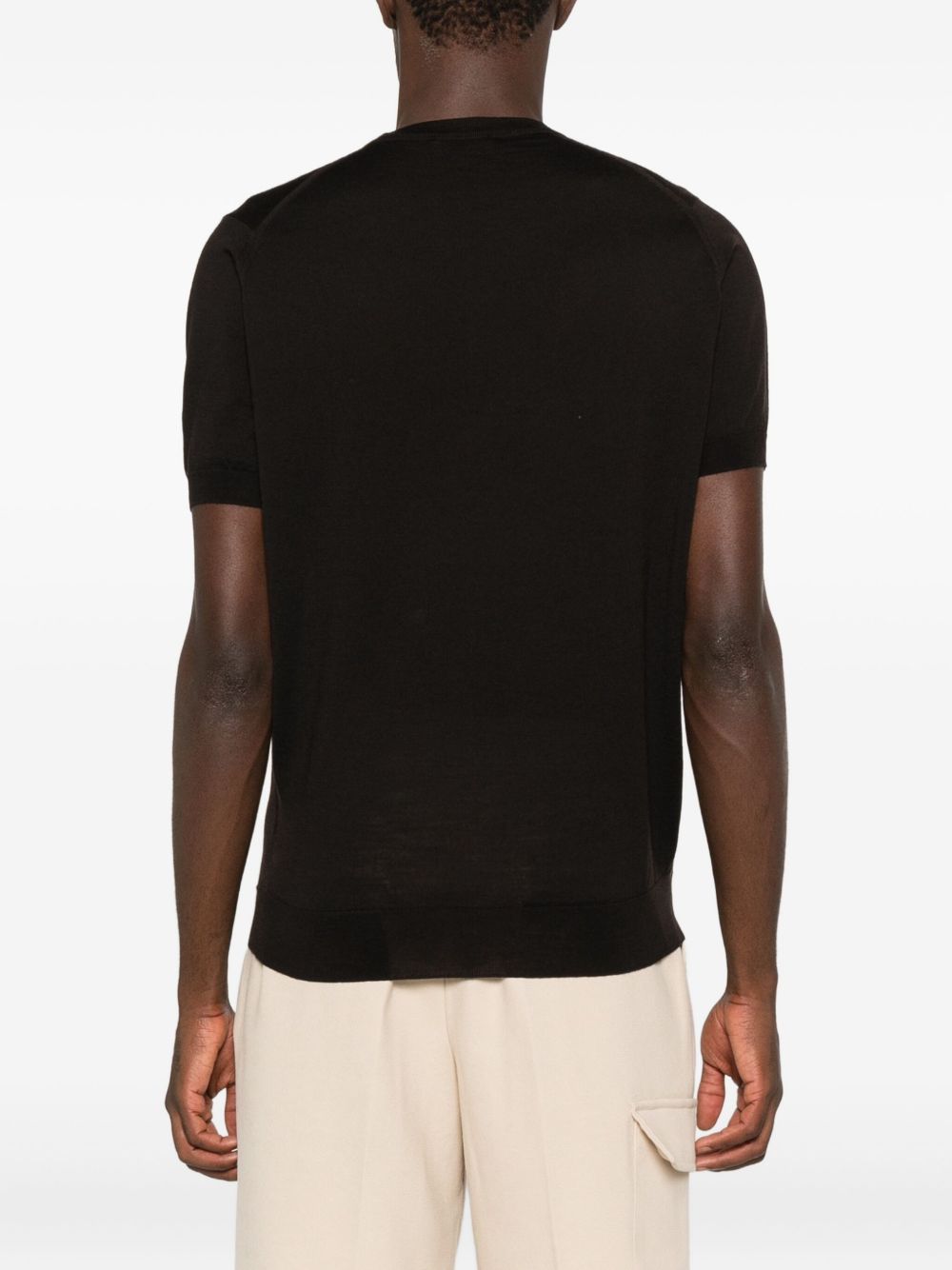 T-shirt in maglia marrone scuro John Smedley - uomo 