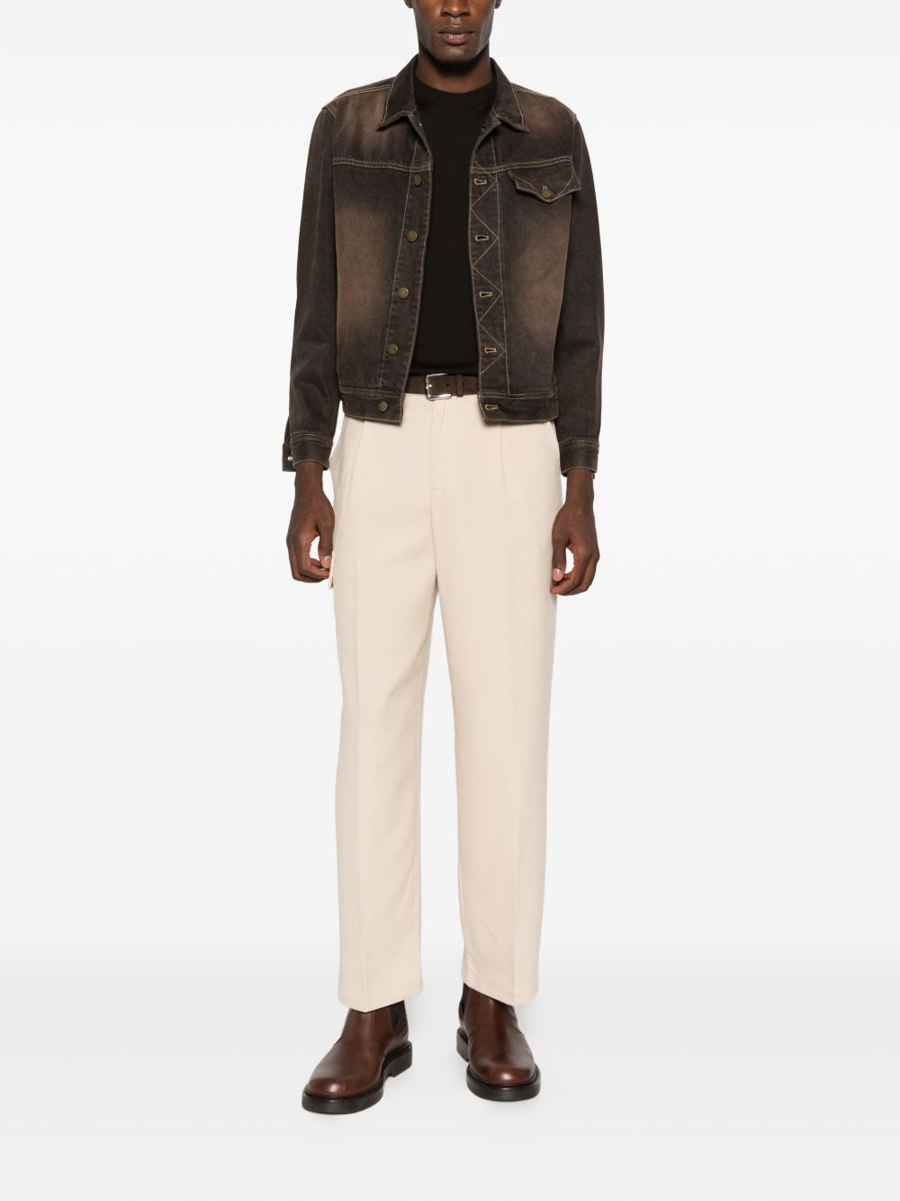 T-shirt in maglia marrone scuro John Smedley - uomo 