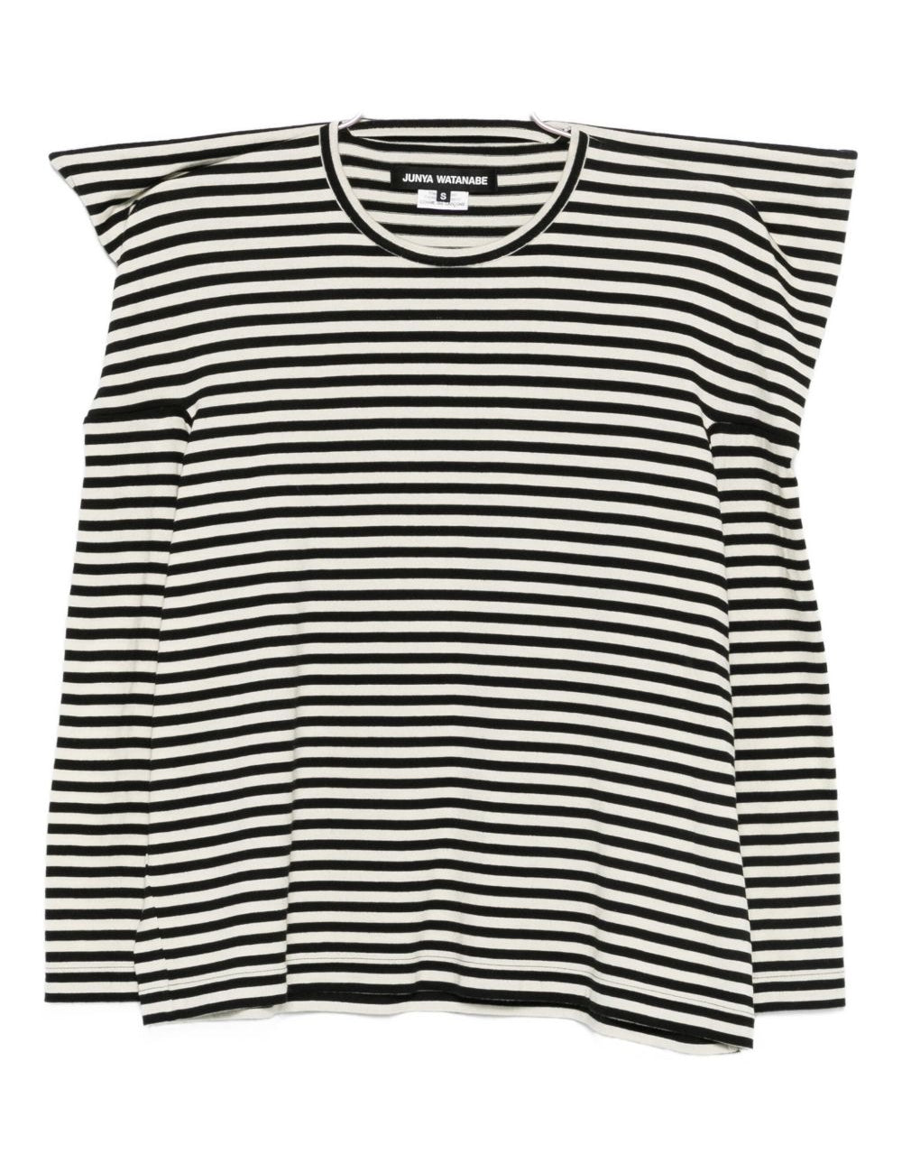 Top a righe con spalle oversize in bianco e nero Junya watanabe - donna 