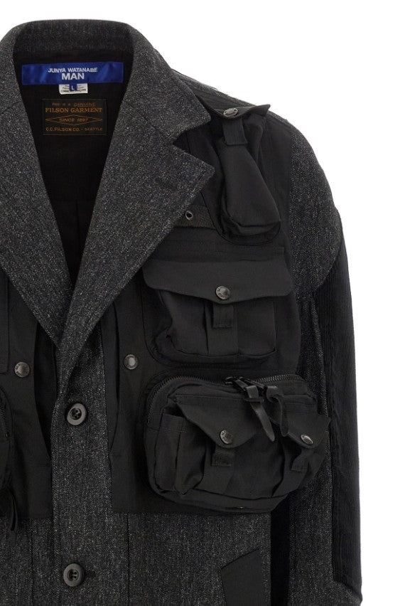 Cappotto patchwork Filson in nero  Junya Watanabe - uomo 