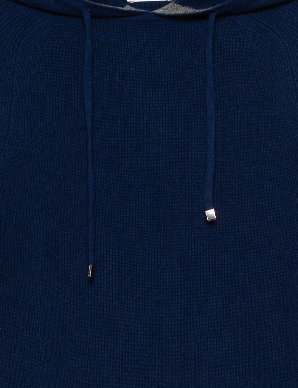 Felpa  con cappuccio in cashemere in blu Kangra - uomo 