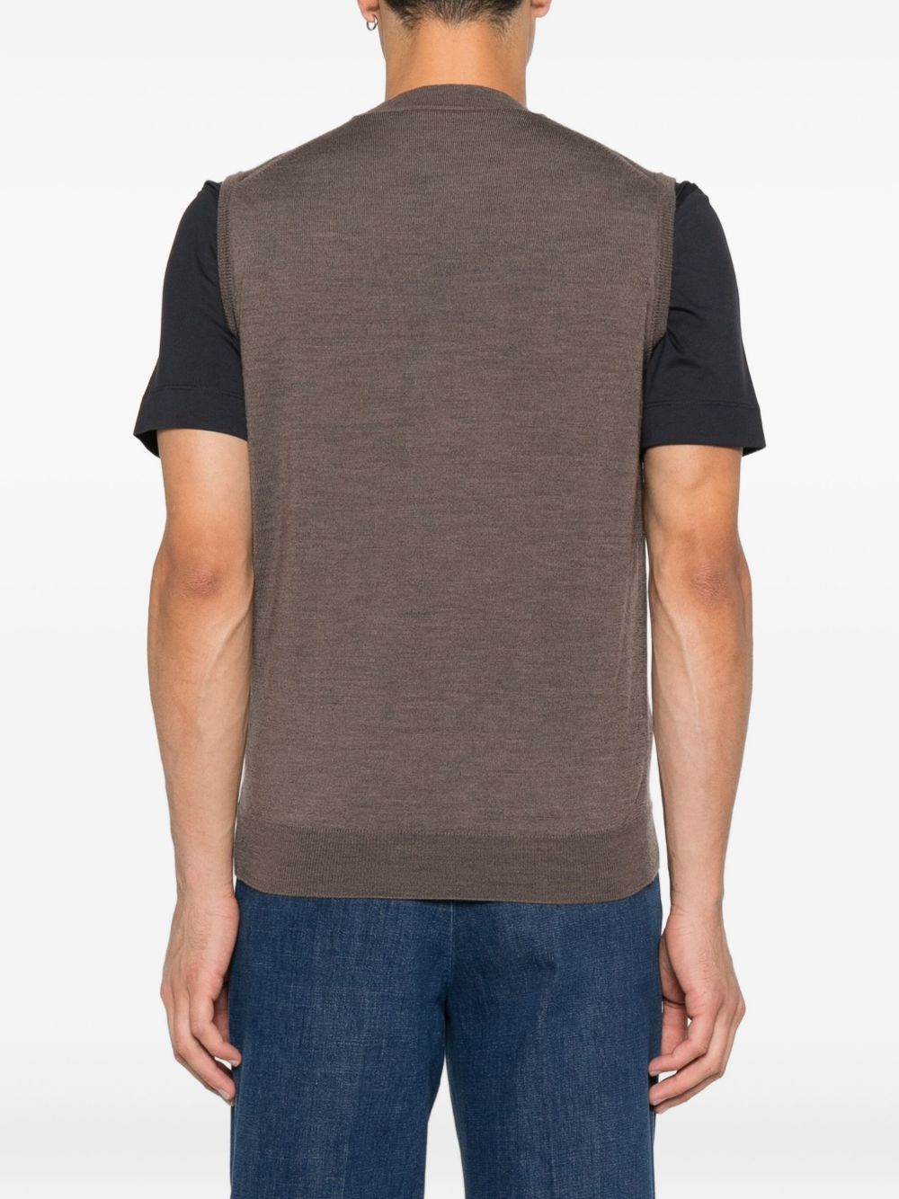 Gilet con lavorazione a maglia in marrone Kangra - uomo 
