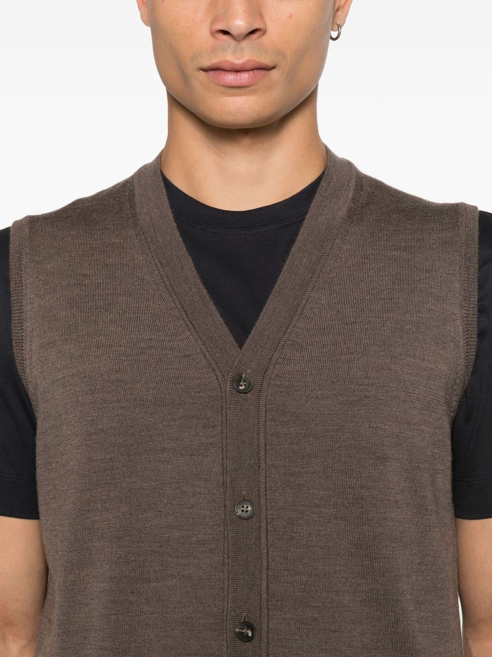 Gilet con lavorazione a maglia in marrone Kangra - uomo 