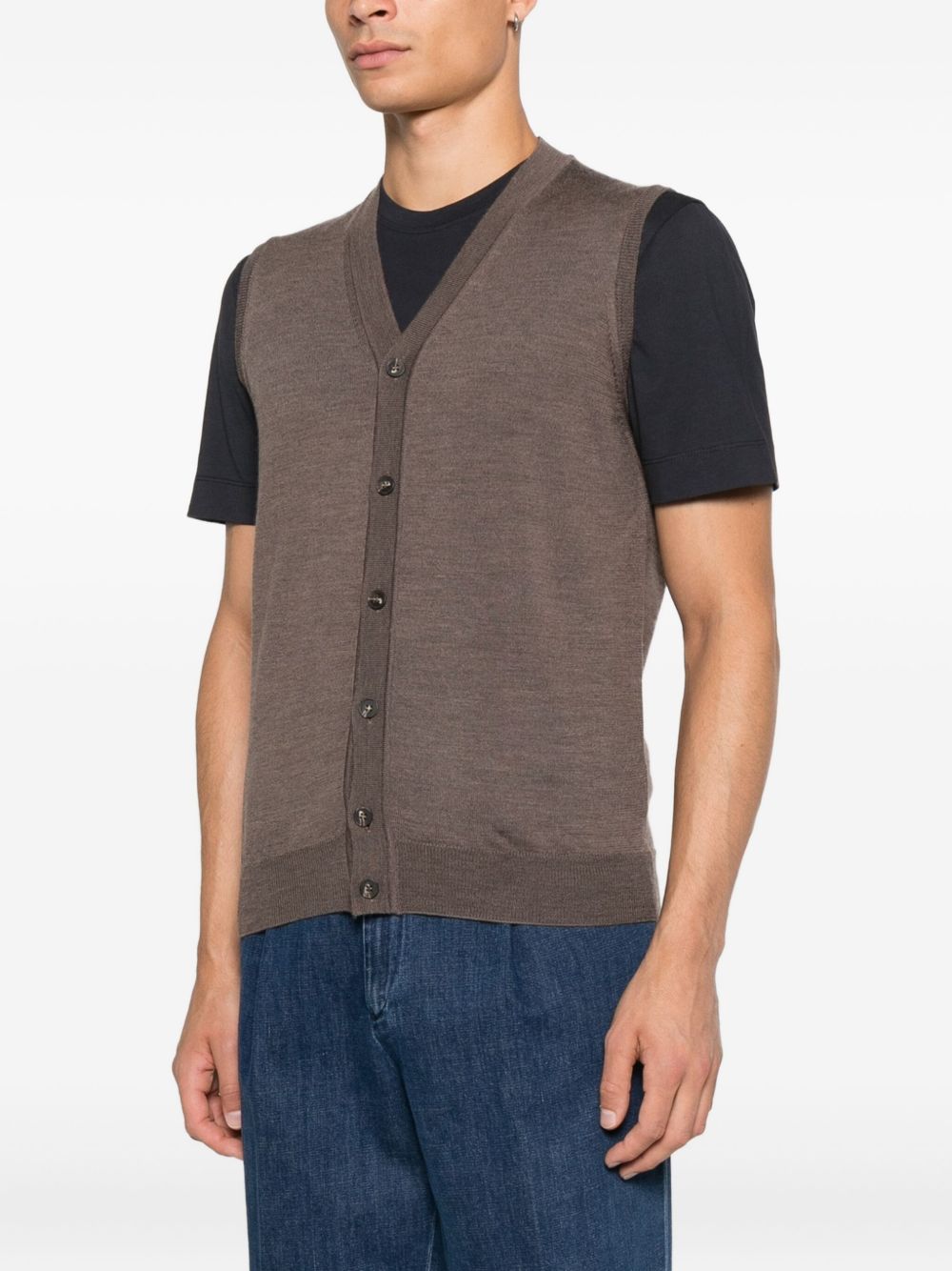 Gilet con lavorazione a maglia in marrone Kangra - uomo 