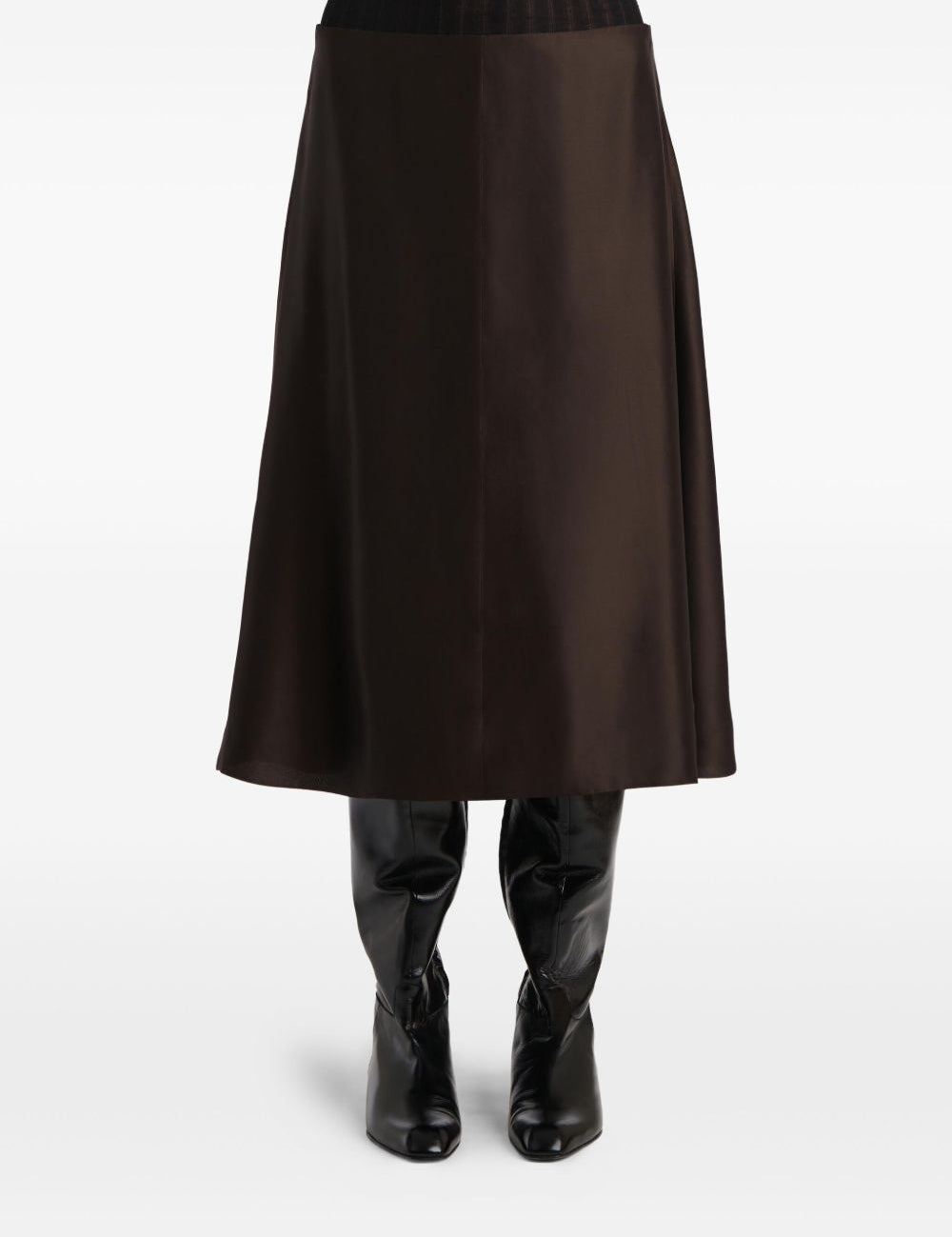 Gonna lunga satinata in marrone scuro Khaite - donna 