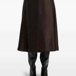 Gonna lunga satinata in marrone scuro Khaite - donna 