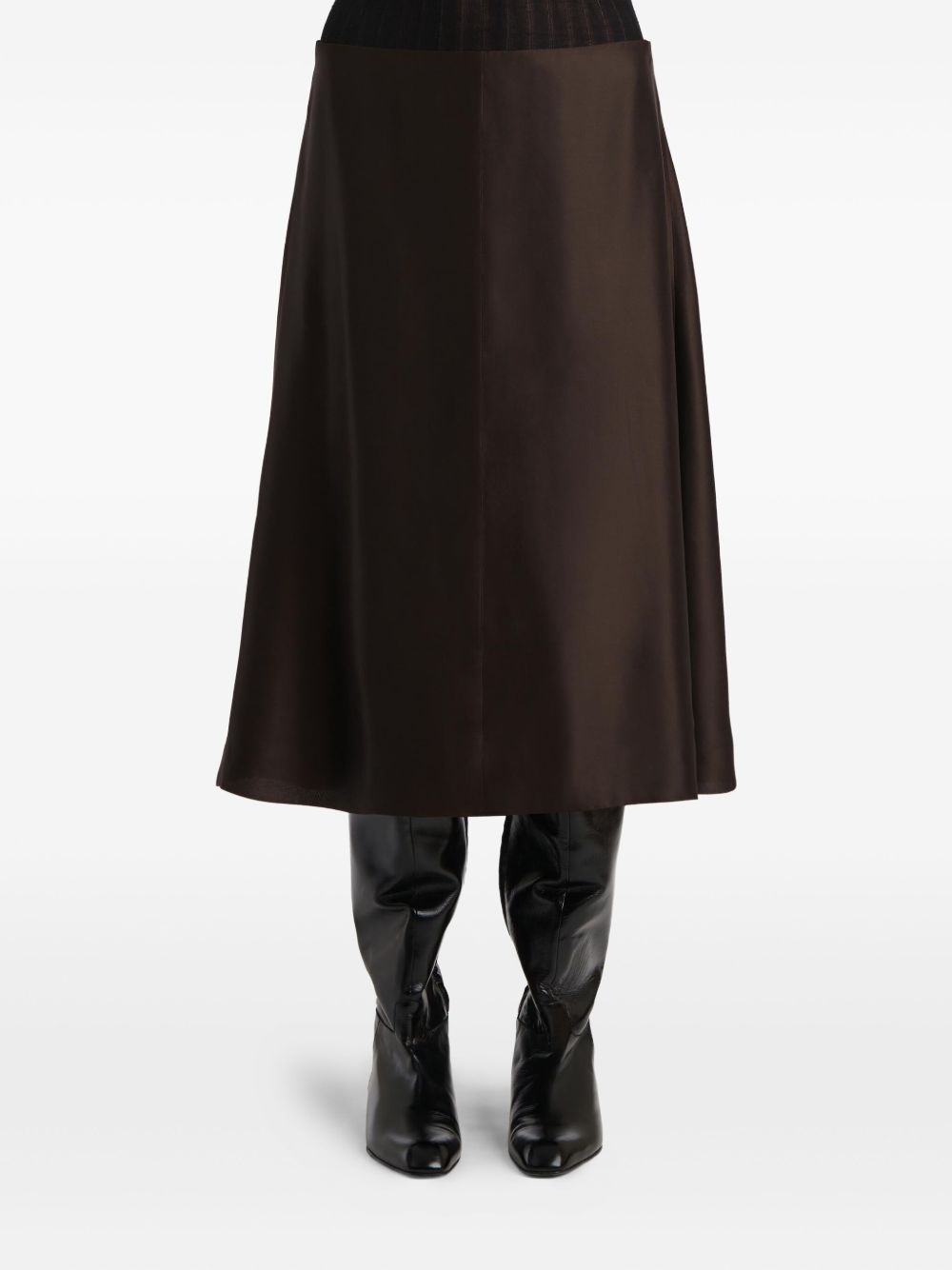 Gonna lunga satinata in marrone scuro Khaite - donna 