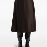 Gonna lunga satinata in marrone scuro Khaite - donna 