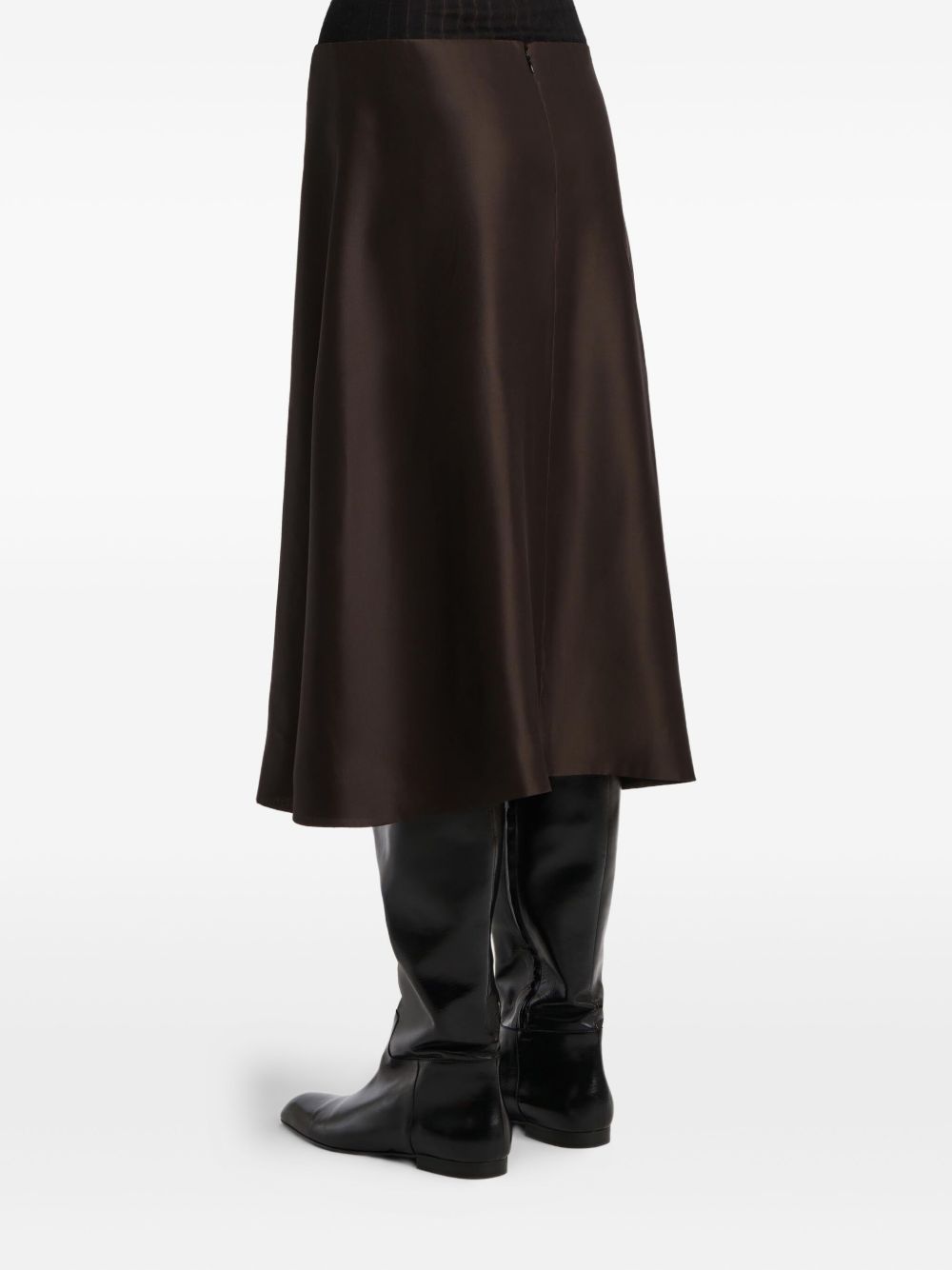 Gonna lunga satinata in marrone scuro Khaite - donna 