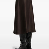 Gonna lunga satinata in marrone scuro Khaite - donna 