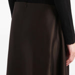 Gonna lunga satinata in marrone scuro Khaite - donna 