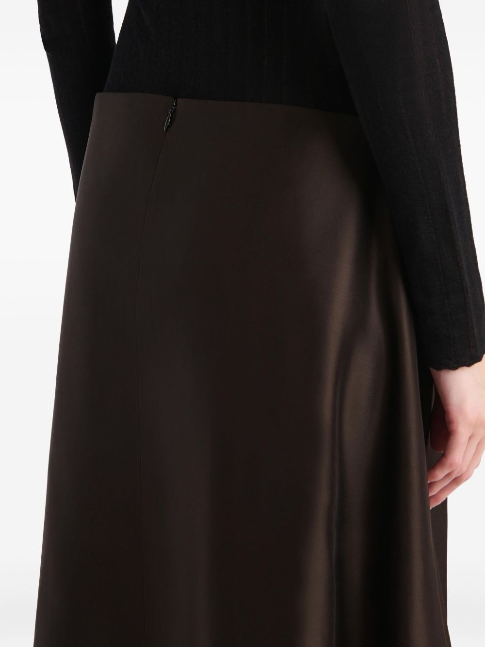 Gonna lunga satinata in marrone scuro Khaite - donna 
