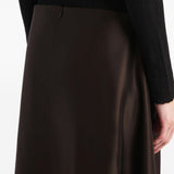 Gonna lunga satinata in marrone scuro Khaite - donna 