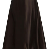 Gonna lunga satinata in marrone scuro Khaite - donna 