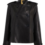Giacca a collo alto in pelle dean in marrone Khaite - donna 