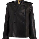 Giacca a collo alto in pelle dean in marrone Khaite - donna 
