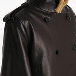Giacca a collo alto in pelle dean in marrone Khaite - donna 