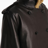 Giacca a collo alto in pelle dean in marrone Khaite - donna 