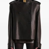 Giacca a collo alto in pelle dean in marrone Khaite - donna 