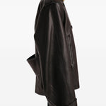 Giacca a collo alto in pelle dean in marrone Khaite - donna 