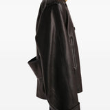 Giacca a collo alto in pelle dean in marrone Khaite - donna 