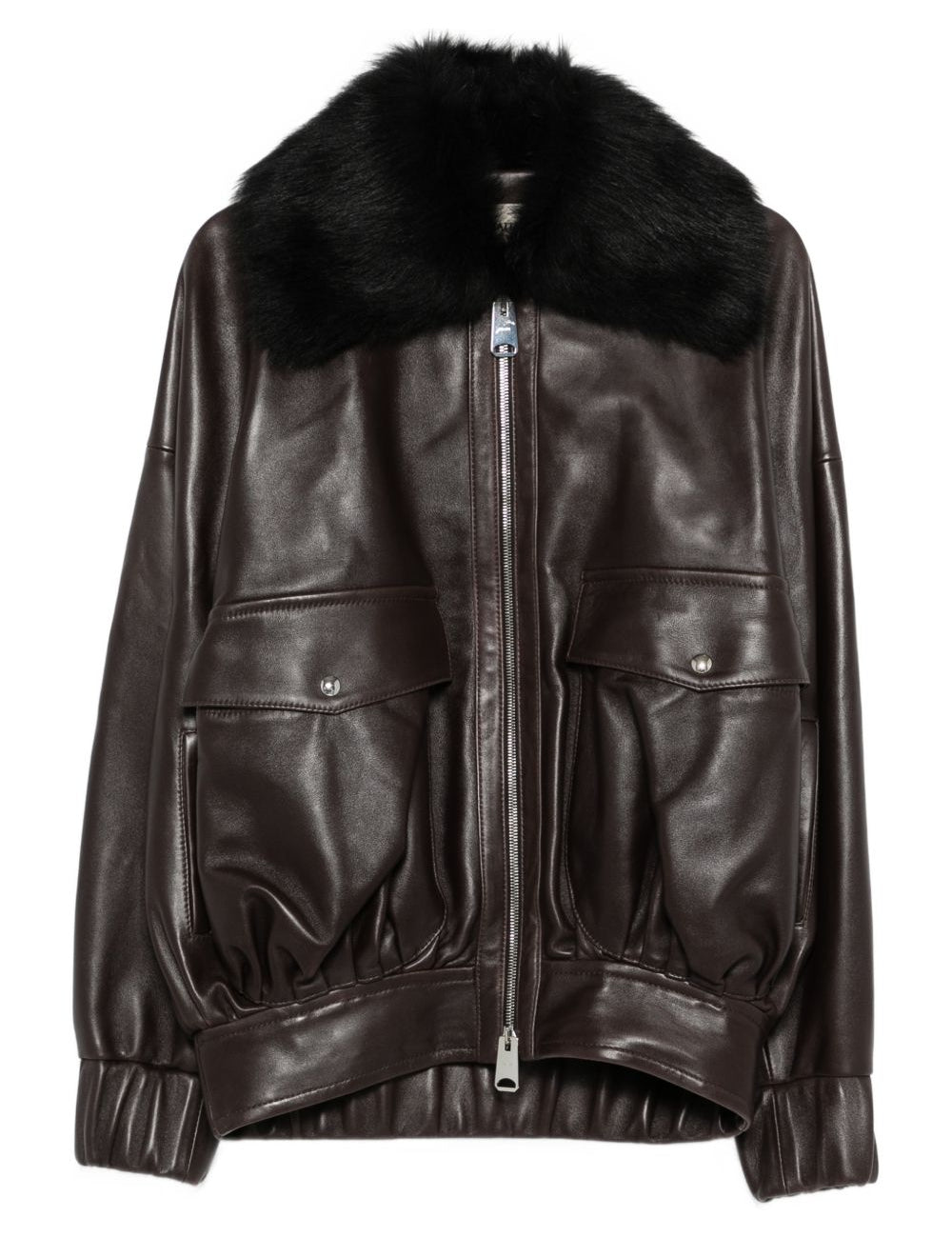 Giacca con colletto in pelliccia in marrone Khaite - donna 