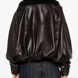 Giacca con colletto in pelliccia in marrone Khaite - donna 