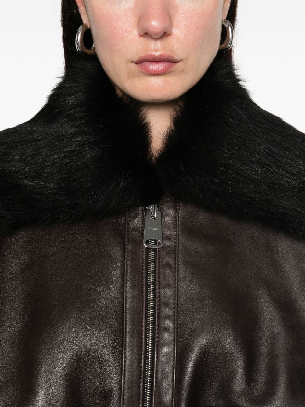 Giacca con colletto in pelliccia in marrone Khaite - donna 