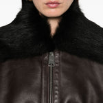 Giacca con colletto in pelliccia in marrone Khaite - donna 