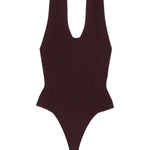Body con scollo all'americana in borgogna Khaite - donna 