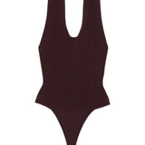 Body con scollo all'americana in borgogna Khaite - donna 