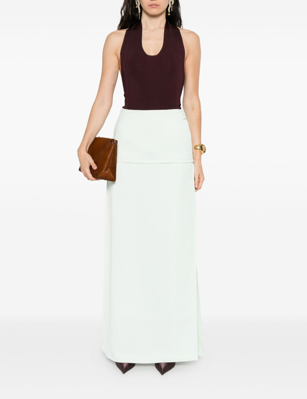 Body con scollo all'americana in borgogna Khaite - donna 