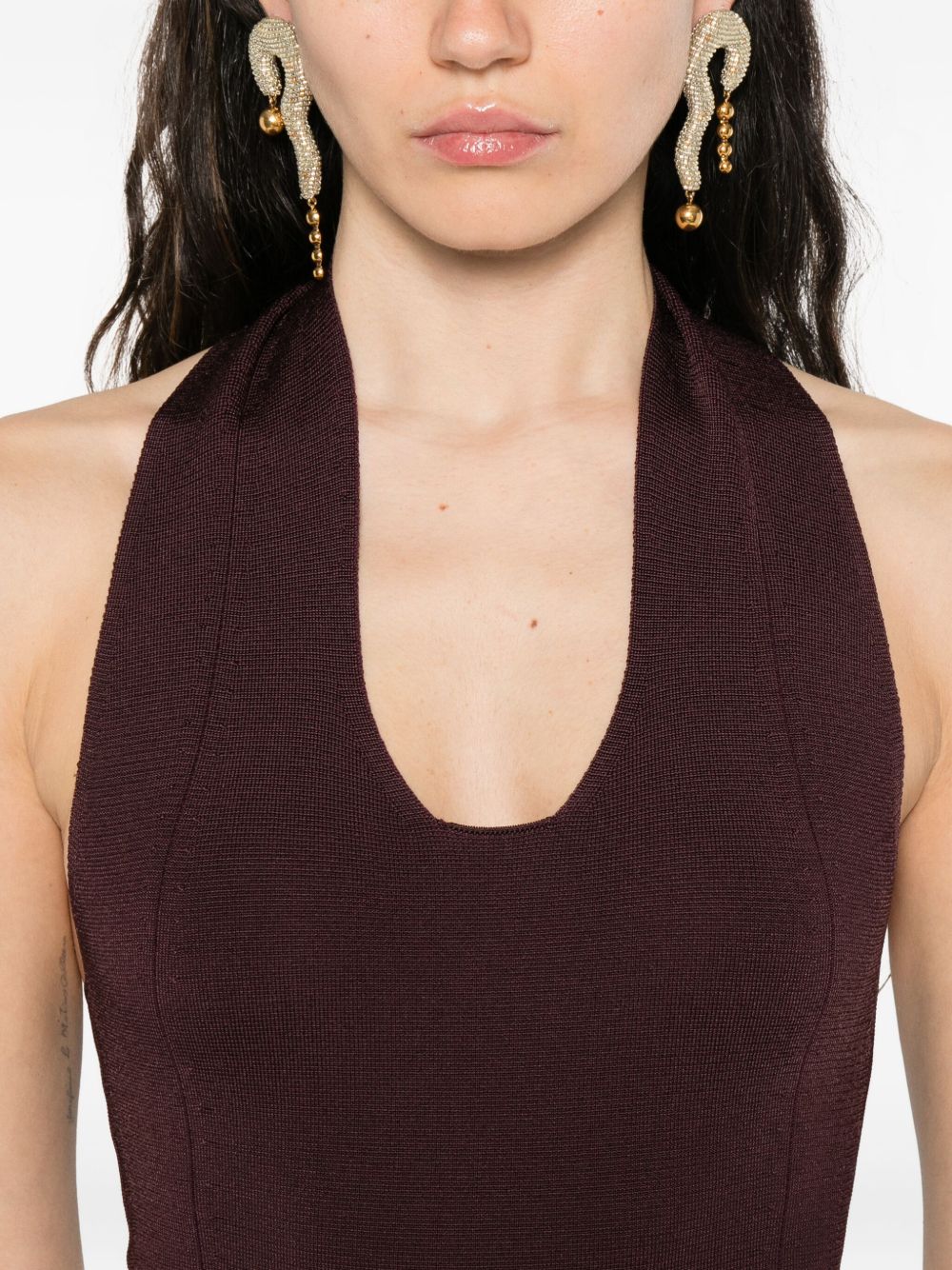 Body con scollo all'americana in borgogna Khaite - donna 