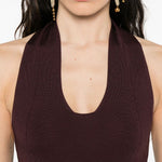 Body con scollo all'americana in borgogna Khaite - donna 