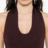Body con scollo all'americana in borgogna Khaite - donna 