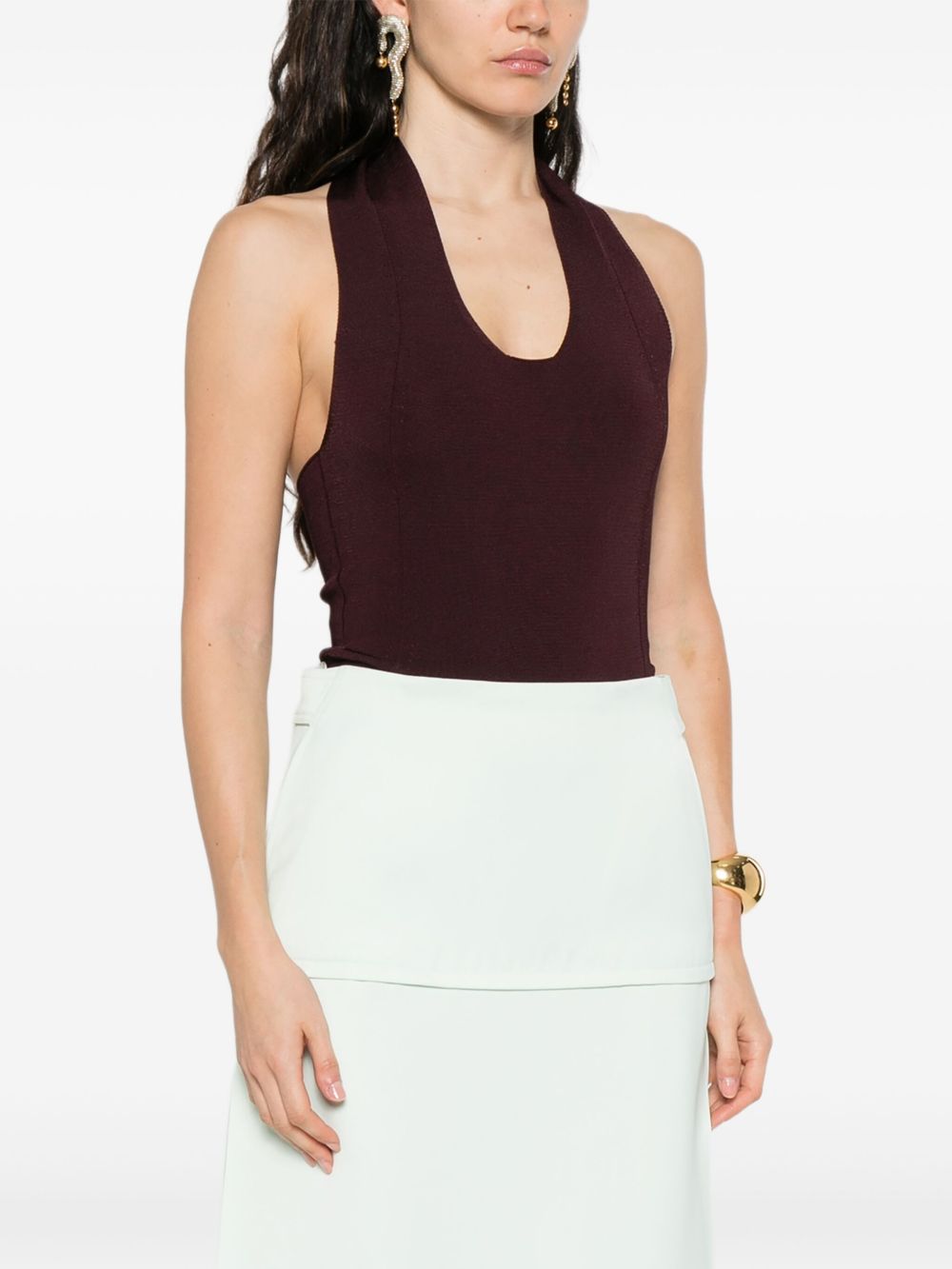 Body con scollo all'americana in borgogna Khaite - donna 