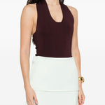 Body con scollo all'americana in borgogna Khaite - donna 