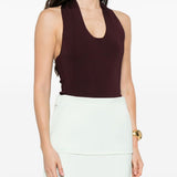 Body con scollo all'americana in borgogna Khaite - donna 