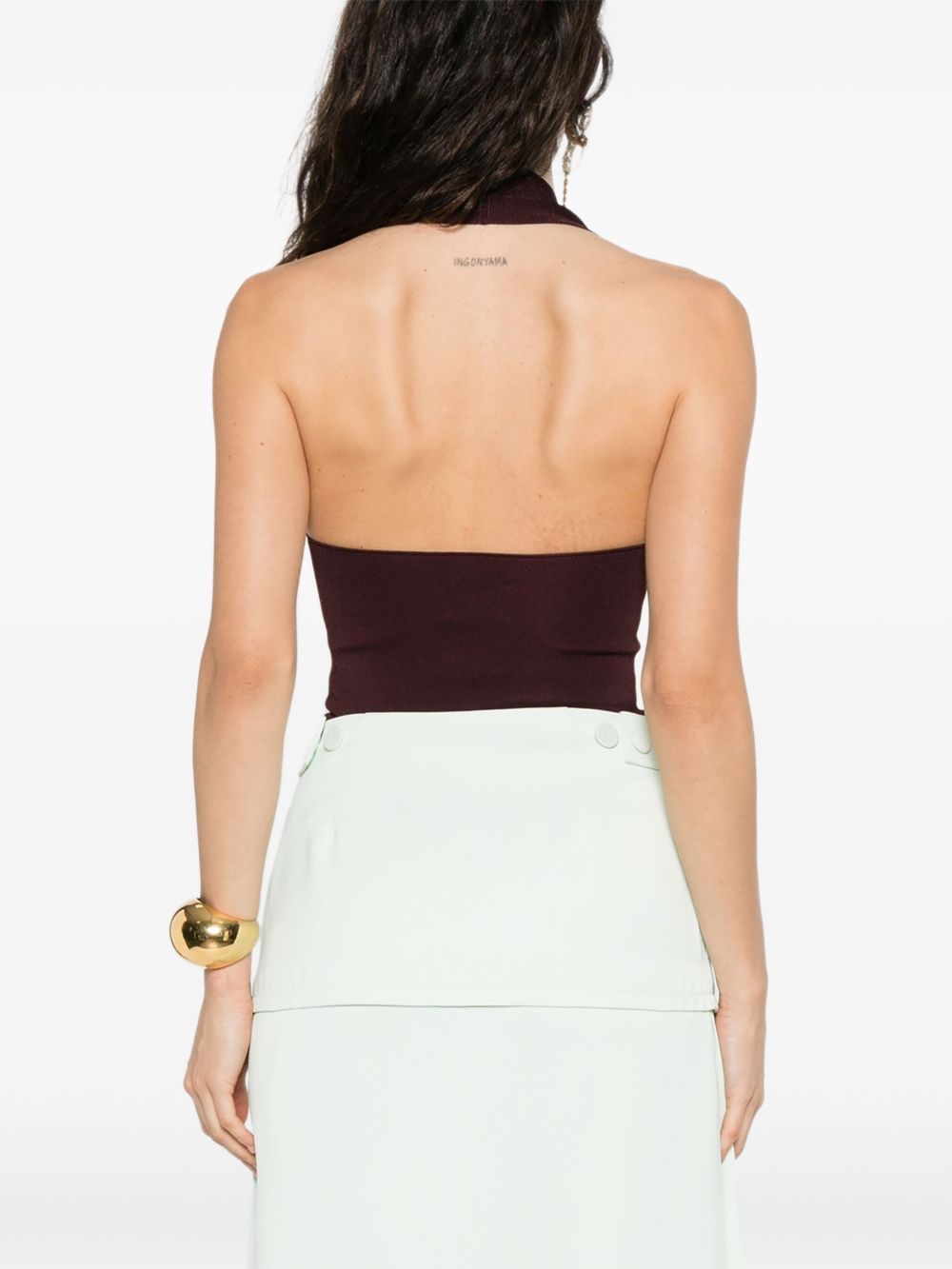 Body con scollo all'americana in borgogna Khaite - donna 