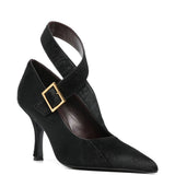 Décolleté con tacco con fibbia in nero Khaite - donna 