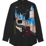 Camicia con stampa grafica in nero Khoki - uomo 