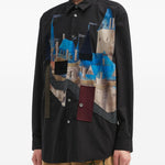 Camicia con stampa grafica in nero Khoki - uomo 