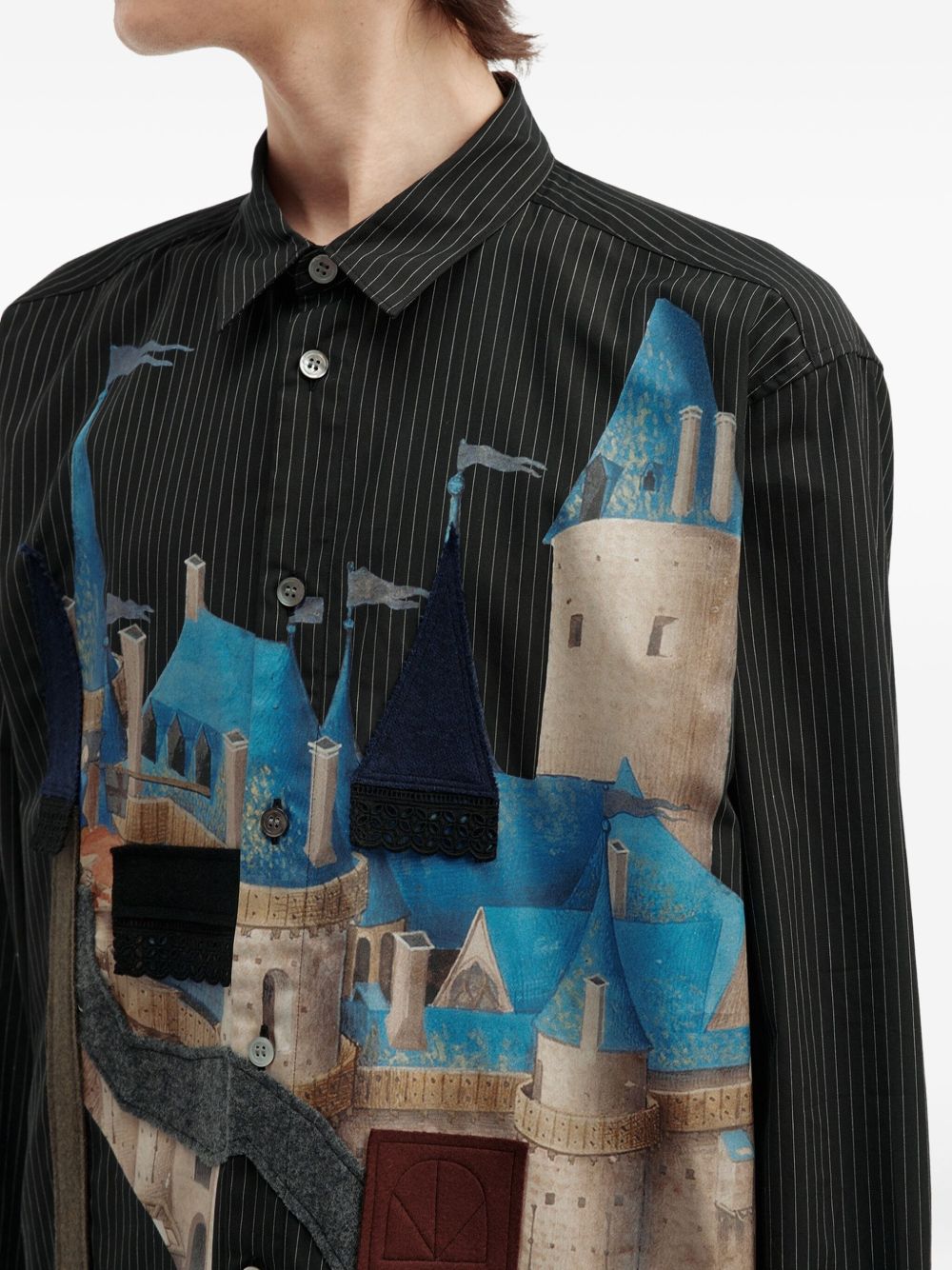 Camicia con stampa grafica in nero Khoki - uomo 