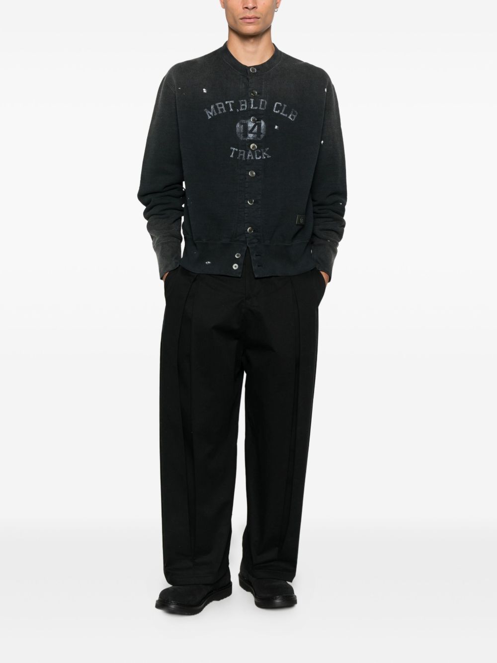 Felpe stile cardigan con stampa in nero Khoki - uomo 