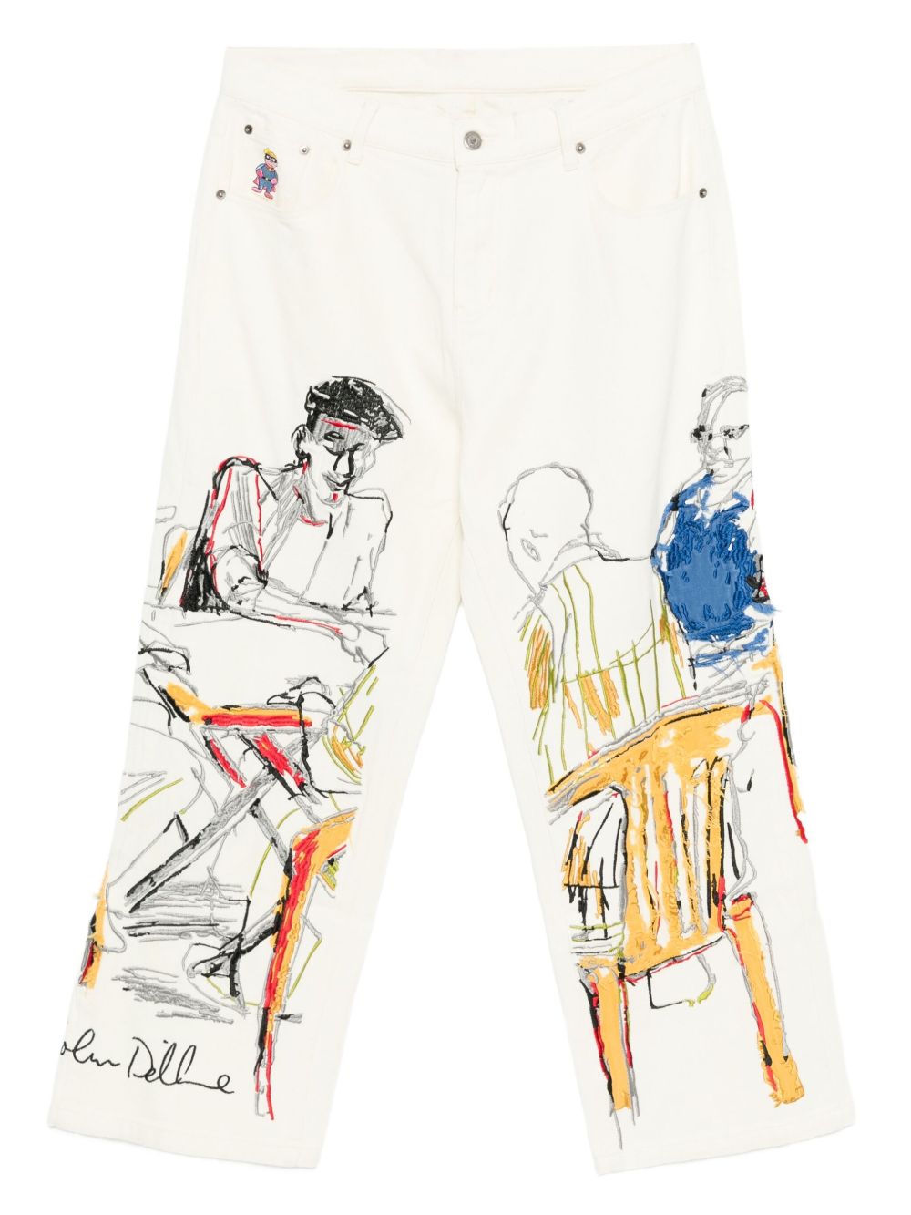Jeans con stampa grafica in avorio KidSuper - uomo 