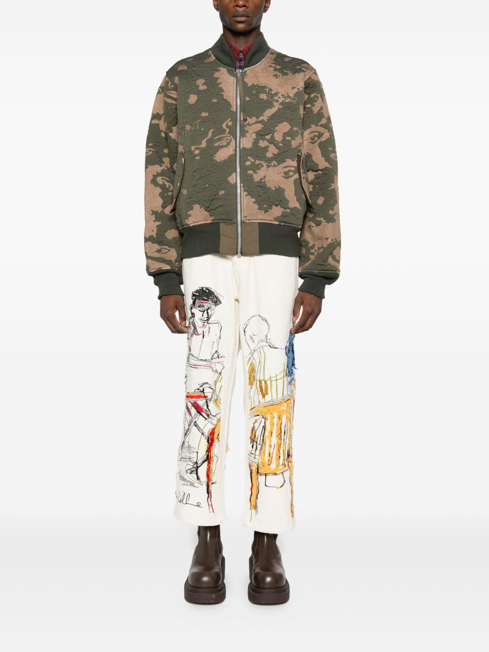 Jeans con stampa grafica in avorio KidSuper - uomo 