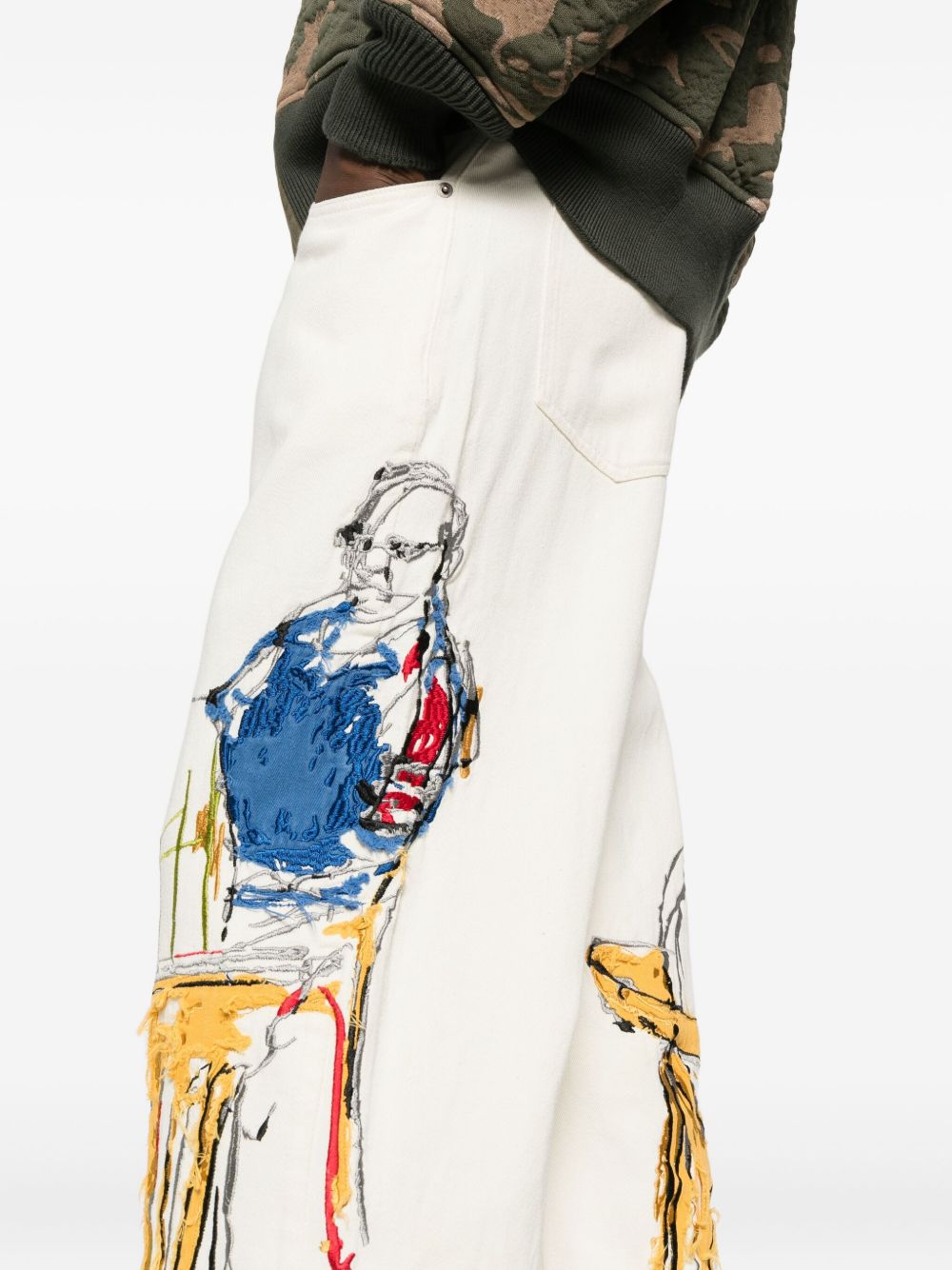 Jeans con stampa grafica in avorio KidSuper - uomo 