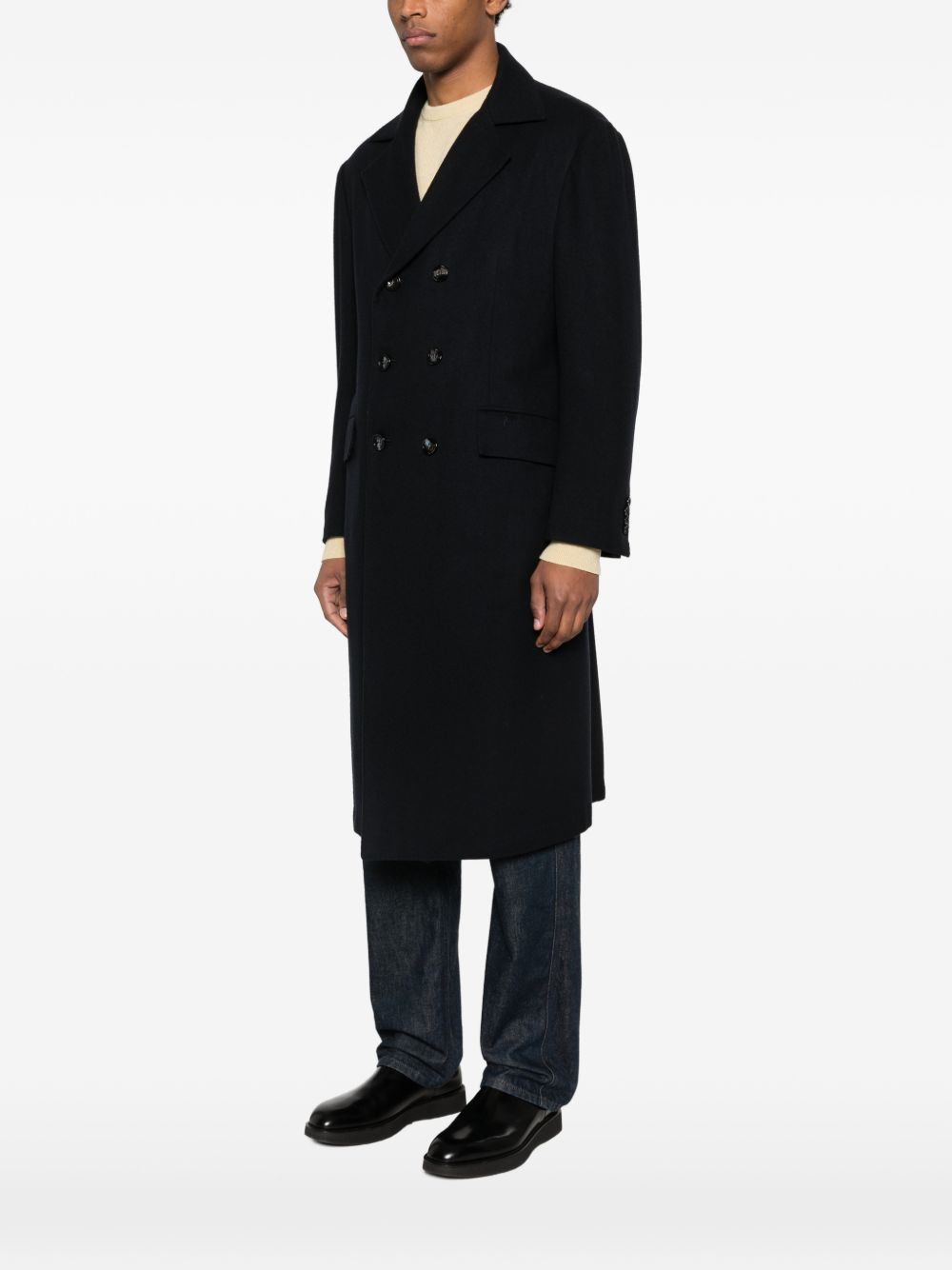 Cappotto doppiopetto in blu Kiton - uomo 