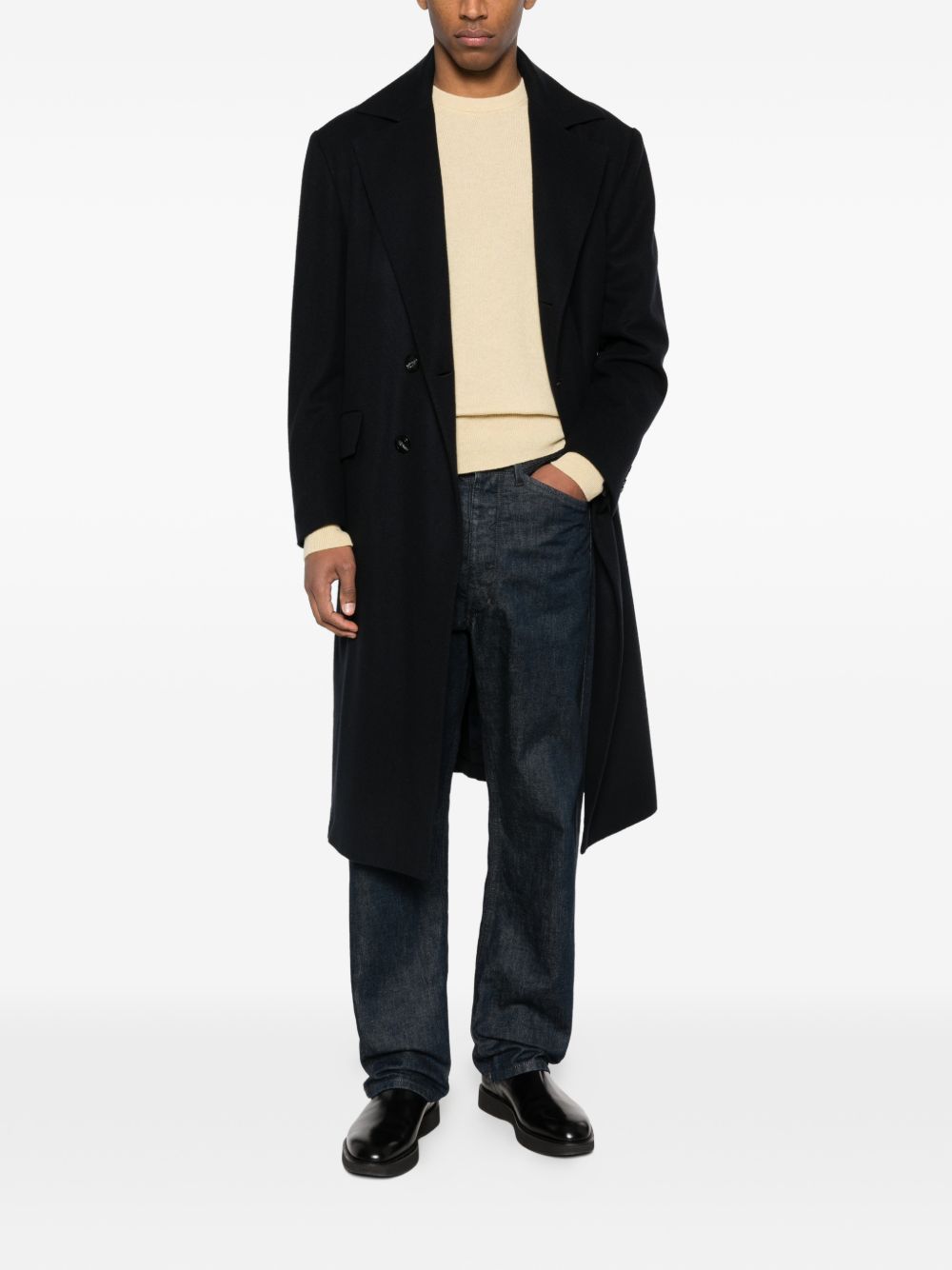 Cappotto doppiopetto in blu Kiton - uomo 